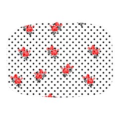 Red Vector Roses And Black Polka Dots Pattern Mini Square Pill Box by Casemiro