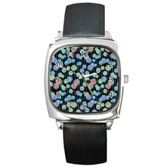 Multi-colored Circles Square Metal Watch by SychEva