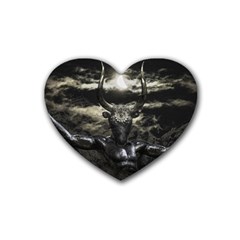 Creepy Mythological Artwork Collage Rubber Coaster (heart)  by dflcprintsclothing