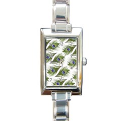 Peacock Feather Rectangle Italian Charm Watch