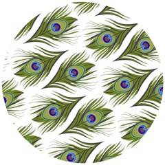 Peacock Feather Wooden Puzzle Round