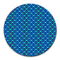 Blue Circles On A Dark Blue Background Round Mousepads by SychEva