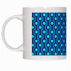 Blue Circles On A Dark Blue Background White Mugs by SychEva