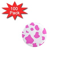 Pink Cow Spots, Large Version, Animal Fur Print In Pastel Colors 1  Mini Magnets (100 Pack)  by Casemiro