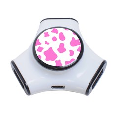 Pink Cow Spots, Large Version, Animal Fur Print In Pastel Colors 3-port Usb Hub by Casemiro