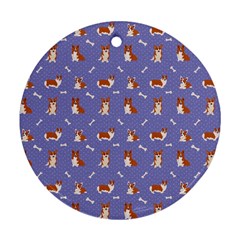 Cute Corgi Dogs Round Ornament (two Sides) by SychEva
