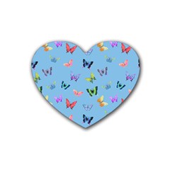 Multicolored Butterflies Whirl Heart Coaster (4 Pack)  by SychEva