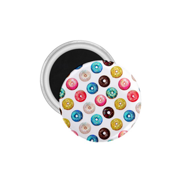 Delicious Multicolored Donuts On White Background 1.75  Magnets