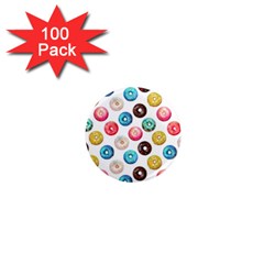 Delicious Multicolored Donuts On White Background 1  Mini Magnets (100 Pack)  by SychEva