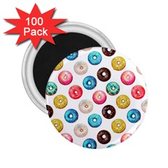 Delicious Multicolored Donuts On White Background 2 25  Magnets (100 Pack)  by SychEva