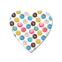 Delicious Multicolored Donuts On White Background Heart Magnet by SychEva