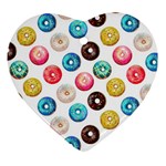 Delicious Multicolored Donuts On White Background Heart Ornament (Two Sides) Back