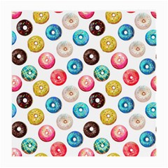 Delicious Multicolored Donuts On White Background Medium Glasses Cloth (2 Sides) by SychEva