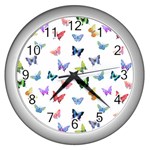 Cute Bright Butterflies Hover In The Air Wall Clock (Silver) Front