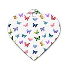 Cute Bright Butterflies Hover In The Air Dog Tag Heart (two Sides) by SychEva