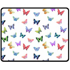 Cute Bright Butterflies Hover In The Air Double Sided Fleece Blanket (medium)  by SychEva