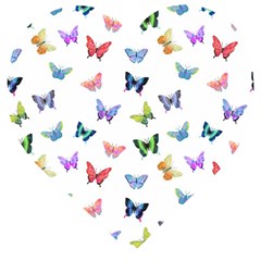 Cute Bright Butterflies Hover In The Air Wooden Puzzle Heart by SychEva