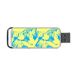 Yellow And Blue Leafs Silhouette At Sky Blue Portable Usb Flash (one Side) by Casemiro