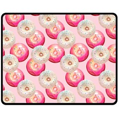 Pink And White Donuts Fleece Blanket (medium)  by SychEva