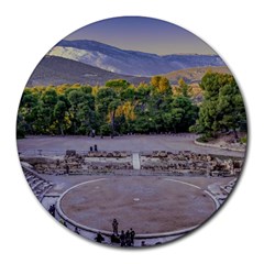 Epidaurus Theater, Peloponnesse, Greece Round Mousepads by dflcprintsclothing