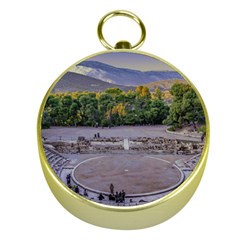 Epidaurus Theater, Peloponnesse, Greece Gold Compasses by dflcprintsclothing