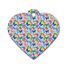 Beautiful Bright Butterflies Are Flying Dog Tag Heart (one Side) by SychEva