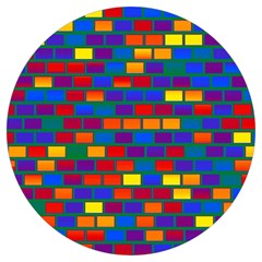 Gay Pride Rainbow Brick Pattern Round Trivet by VernenInk