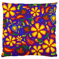 Gay Pride Rainbow Floral Paisley Large Cushion Case (one Side) by VernenInk