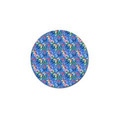 Multicolored Butterflies Fly On A Blue Background Golf Ball Marker by SychEva