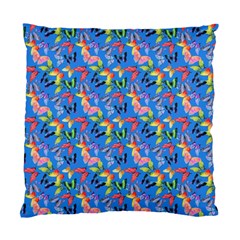 Multicolored Butterflies Fly On A Blue Background Standard Cushion Case (one Side) by SychEva