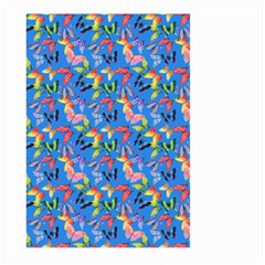 Multicolored Butterflies Fly On A Blue Background Large Garden Flag (two Sides) by SychEva