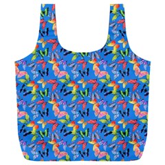 Multicolored Butterflies Fly On A Blue Background Full Print Recycle Bag (xxl) by SychEva