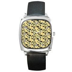 Floral Square Metal Watch