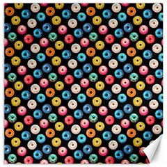 Multicolored Donuts On A Black Background Canvas 20  X 20  by SychEva