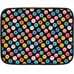 Multicolored Donuts On A Black Background Fleece Blanket (mini) by SychEva