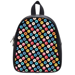 Multicolored Donuts On A Black Background School Bag (small) by SychEva