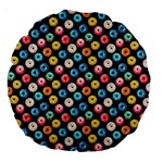 Multicolored Donuts On A Black Background Large 18  Premium Round Cushions Back