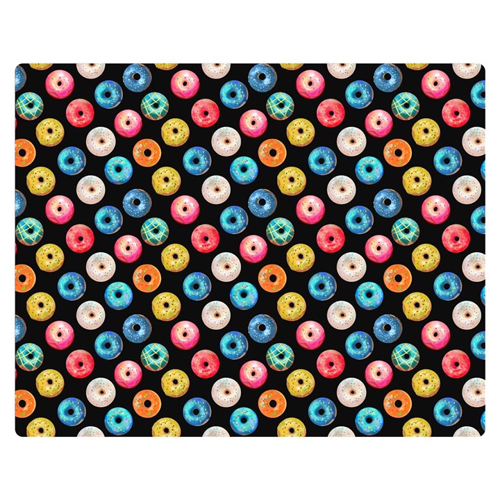 Multicolored Donuts On A Black Background Double Sided Flano Blanket (Medium) 