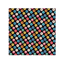 Multicolored Donuts On A Black Background Small Satin Scarf (square) by SychEva