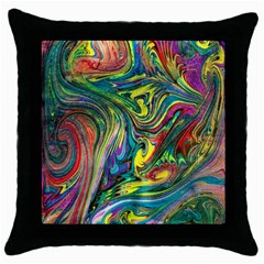 Intricate Painted Swirls Throw Pillow Case (black) by kaleidomarblingart