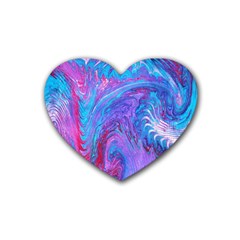 Blue On Violet Feathers Heart Coaster (4 Pack)  by kaleidomarblingart