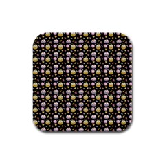 Shiny Pumpkins On Black Background Rubber Square Coaster (4 Pack)  by SychEva