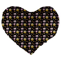 Shiny Pumpkins On Black Background Large 19  Premium Flano Heart Shape Cushions by SychEva