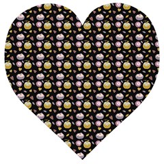 Shiny Pumpkins On Black Background Wooden Puzzle Heart by SychEva