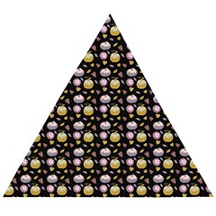 Shiny Pumpkins On Black Background Wooden Puzzle Triangle by SychEva