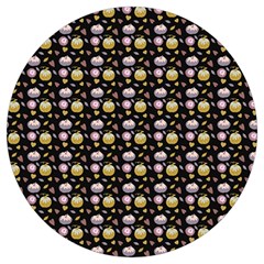 Shiny Pumpkins On Black Background Round Trivet by SychEva