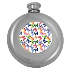 Bright Butterflies Circle In The Air Round Hip Flask (5 Oz) by SychEva