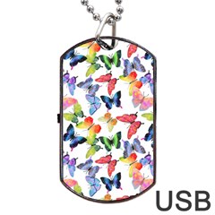 Bright Butterflies Circle In The Air Dog Tag Usb Flash (one Side) by SychEva