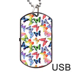 Bright Butterflies Circle In The Air Dog Tag Usb Flash (two Sides) by SychEva