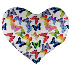 Bright Butterflies Circle In The Air Large 19  Premium Flano Heart Shape Cushions by SychEva